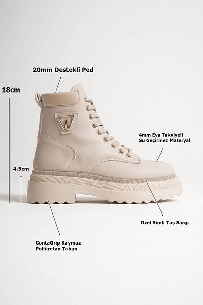 EMOYRA Fiora Special Design Women's Winter Thick Soled Beige Boots