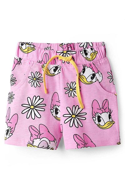 Babyhug Disney Single Jersey Co-ords Short Night Suit with Daisy Duck Graphics - Pink