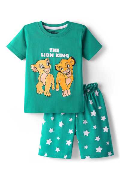 Babyhug Disney بدلة نوم قصيرة بأكمام نصفية من قماش جيرسي محبوك - أخضر