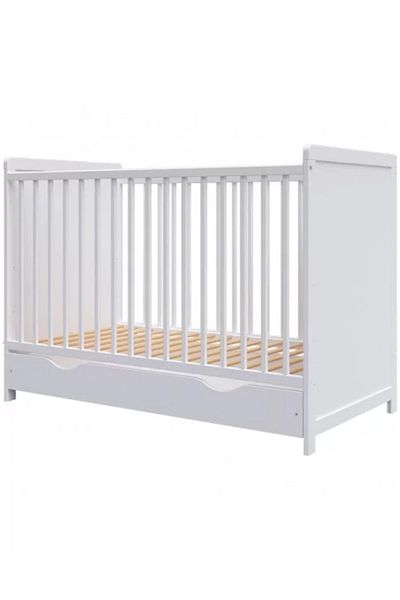 OEM Pătuț pentru bebeluși din lemn Hubners Paula 120x60 cm alb cu sertar