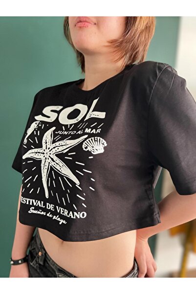 Sheesy Къса блуза с принт на морска звезда