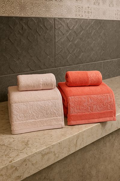 LaraLisa 70% Bamboo 30% Cotton Thread 2 Pieces 50X90 2 Pieces 70X140 Women's Men's Bath Towels