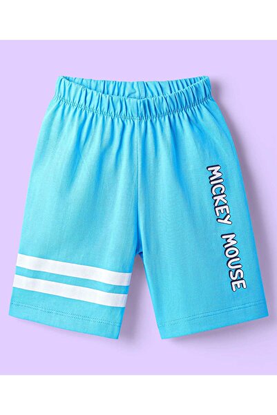 Babyhug Disney Single Jersey Short Night Suit With Mickey Mouse Graphic - White & Light Blue