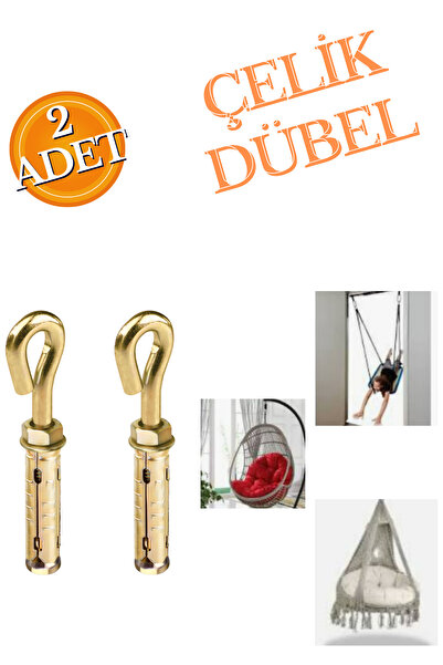 HOBİDABİ M10 Çelik Dübel 2'li Salıncak Box Torbası Hamak Tavan Asma Aparatı Salıncağı Karabina Kanca Takımı