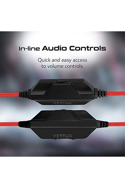 VERTUX سماعات رأس للألعاب، ميكروفون عازل للصوت، صوت جهير عميق عالي الدقة، إضاءة LED RGB، التحكم في مستوى الصوت