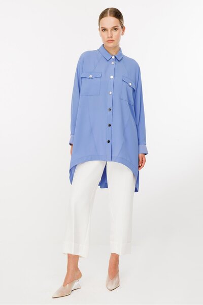 Ghisa Shirt Collar Tunic Blue