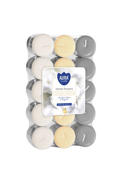 BISPOL Set 30 Lumanari Pastile Parfumate, Aura, White Flowers P30-179
