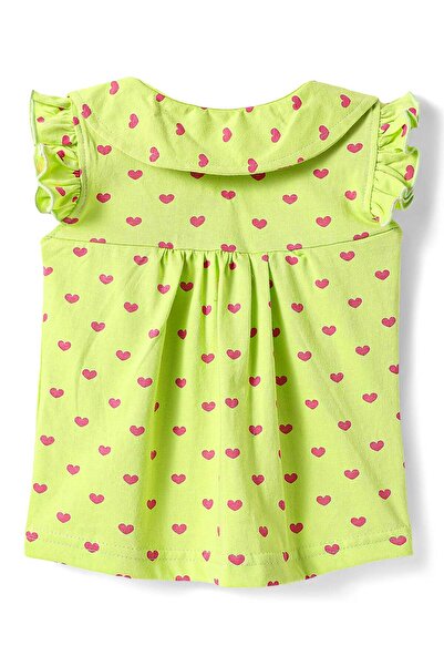 Babyhug Top and Shorts Set with Hearts Print - Light Green