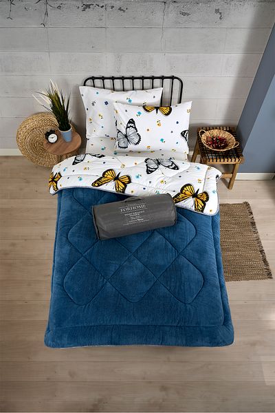 Sudemhome Single Welsoft Sleeping Set Double Sided Wellsoft Fluffy Fleece Quilt and 100X200 Elastic Sheet