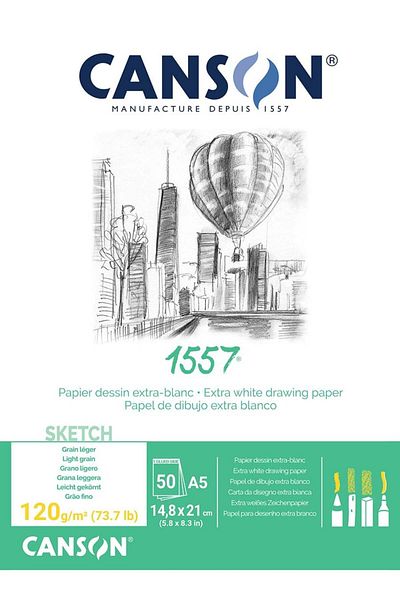 Canson 1557 120 Gr 50 Sheets A5 Size Extra White Sketch Book
