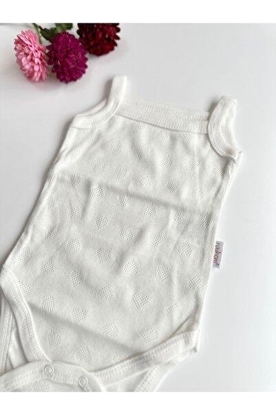 Nayinom Heart Embroidered Baby Girl Strap Bodysuit Body Undershirt - White