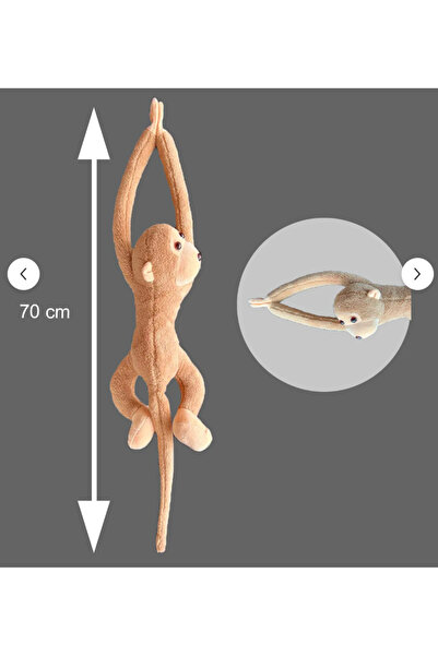 ENHA TİCARET Peluş Maymun Elleri Yapışan Sevimli Oyuncak 70 Cm Hardal
