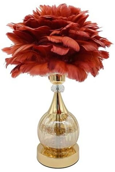 SUKILO Modern Feather LED Bedside Lamp – Shade Dimmable Night Table Lamp -Soft Glow Dandelion Nigh