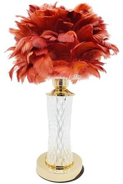 SUKILO Modern Feather LED Bedside Lamp – Shade Dimmable Night Table Lamp