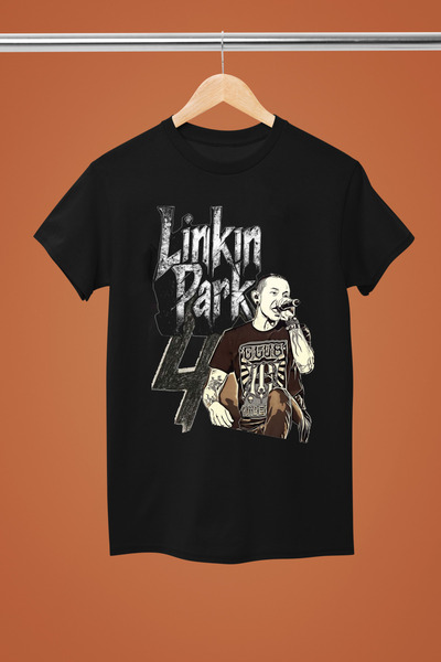 MAGORS تيشيرت LINKIN PARK مطبوع من القطن بأكمام قصيرة وقصة عادية