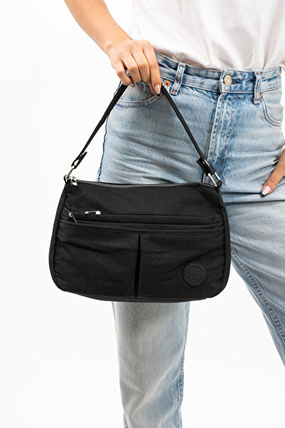 Sanmorris Kadın Suya Dayanıklı Krinkıl Kumaş 5 Gözlü Çapraz Askılı El Ve Omuz...