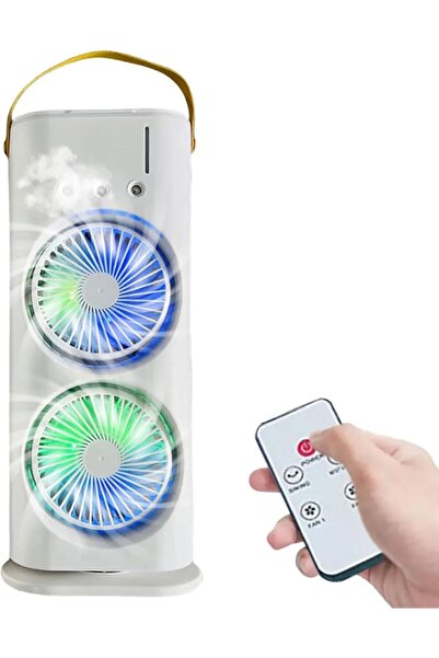 SUKILO Double-Headed Spray Air Conditioner Fan, 3-Speed USB Rechargeable Portable Air Cooler with 20