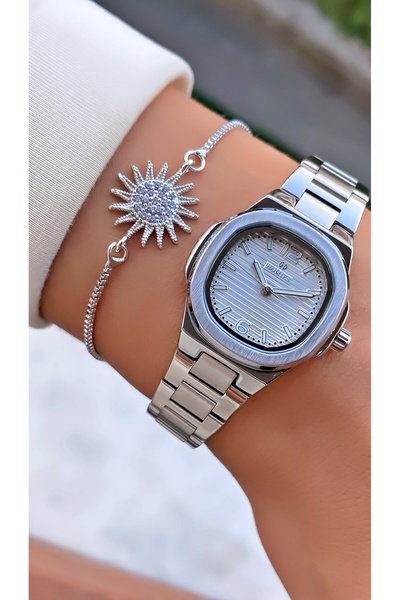 Homies Kadın Kol Saati Yıldız Figürlü Taşlı Bileklik Seti Su Geçirmez, Gümüş ...