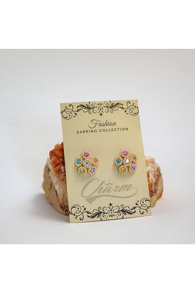 CHARM "Candy Dots" Earrings – Pastel Sparkles in a Mini Bouquet