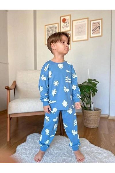 RAPAPA Boy's Long Sleeve Palm Pattern Pajama Set |   3-10 Years 3211m