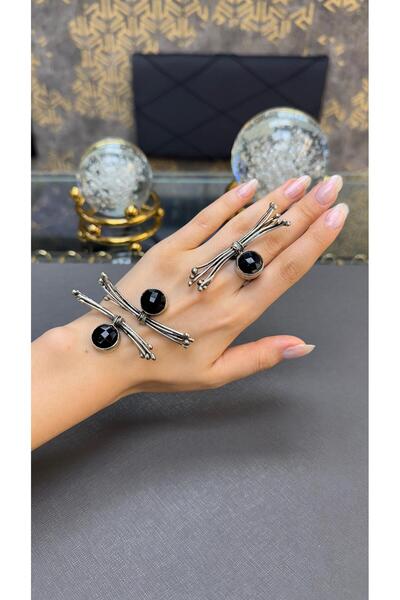 Gümüşhanesi Oltu taşlı otantik gümüş set