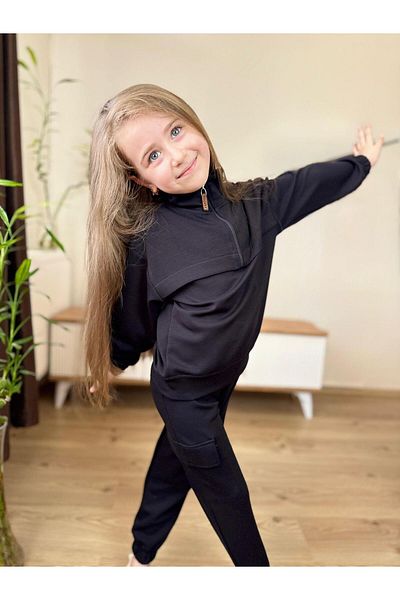 RAPAPA Girl's Half Zipper Pocket Tracksuit Set – Comfortable and Stylish Combination 0208S