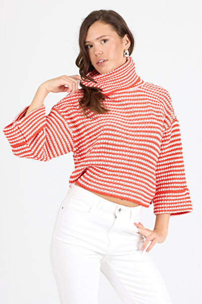 Rodi Women's Degaje Collar Striped Knitwear Blouse 014