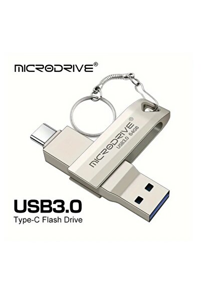 MicroDrive 2 in 1 High Speed 3 USB 3.0 Metal Flash Drive, Keychain Design, Dual USB & Type-C