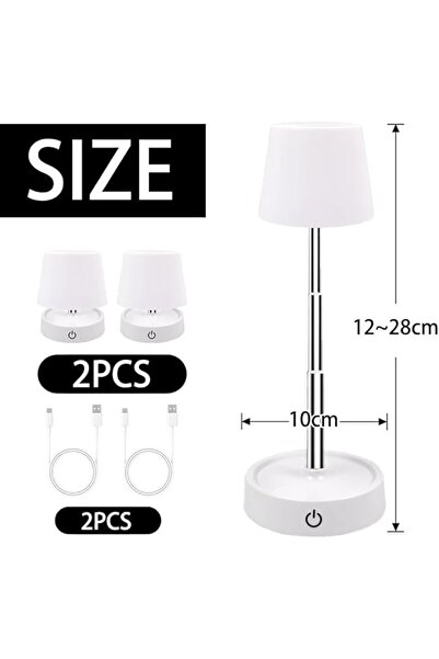 SUKILO 2-Piece Height Adjustable LED Desk Lamps – Dimmable, USB Rechargeable, Wireless Touch Table