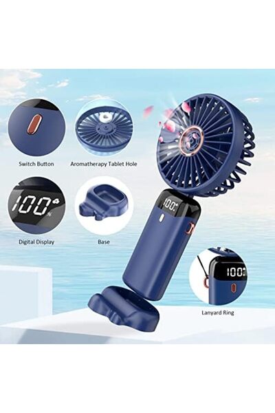 SUKILO Personal Fan – Portable Hanging Neck Fan with Base, 5000mAh USB-C Rechargeable Mini Desktop