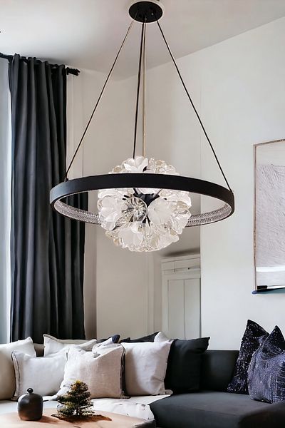 KARAZ Modern black chandelier, diameter 60 cm