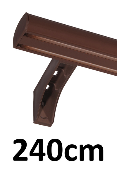 İzen Dekoratif İki Kanallı 240cm Koyu Kahve (Ceviz) Alüminyum Ray Takımı (43m...