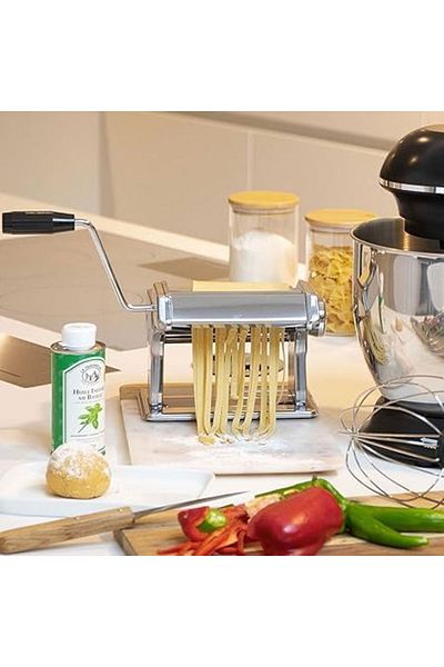 SUKILO Manual Pasta Maker – Stainless Steel Ravioli & Spaghetti Press Machine – Hand Crank Pasta