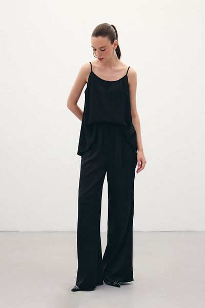 Sateen Pantaloni casual cu șireturi - negri