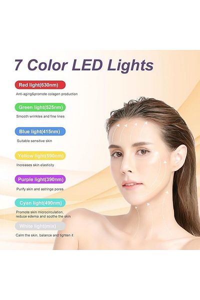 SUKILO Face and Neck Massager – 7-Color LED Light Therapy Skin Care Device for Anti-Aging, Lifting