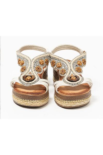 Guja 25Y171 Women's White Platform Thick Padding Sole Orthopedic Floral Stone Summer Daily Sports Sandals