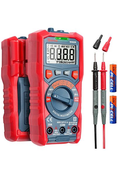 AstroAI Multimetru digital M4KOR, TRMS 4000, Ohmmetru, Voltmetru 1,5V 9V 12V, Masurare fara