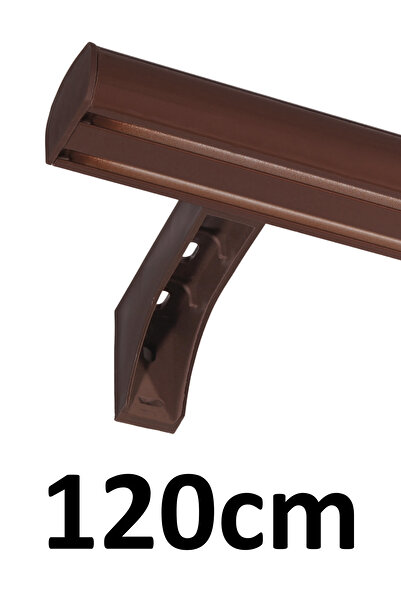 İzen Dekoratif İki Kanallı 120cm Koyu Kahve (Ceviz) Alüminyum Ray Takımı (43m...