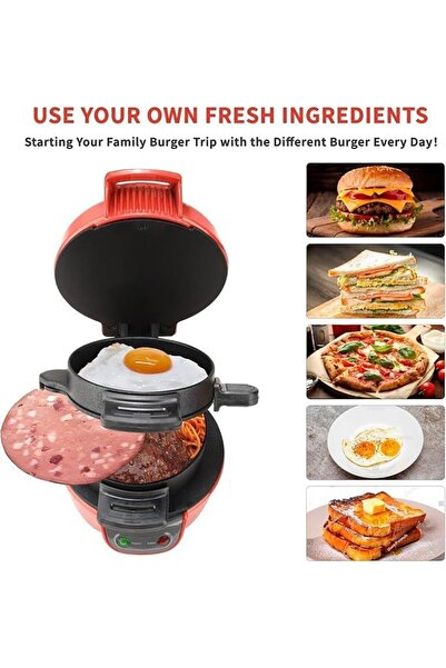 SUKILO Sandwich Toaster and Burger Maker with Egg Rings and Timer, Non-Stick Ceramic Plates, Easy Cl