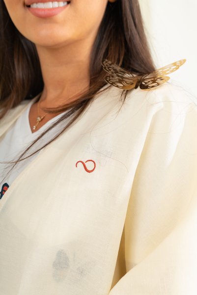 OMNIAH Women's suit with butterfly-inspired embroidery