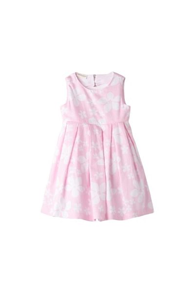 Sarabanda , Elegant Cotton Dress with Floral Print for Girls, White, Pink, 110 cm