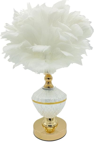 SUKILO Modern Feather LED Bedside Lamp – Shade Dimmable Night Table Lamp -Soft Glow Dandelion Nigh