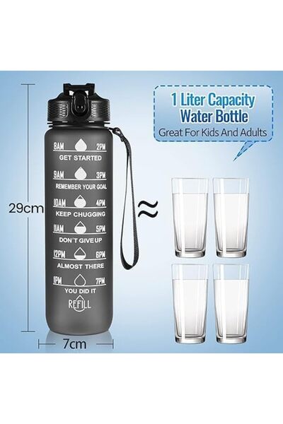 SUKILO 1L Motivational Water Bottle with Time Marker – BPA-Free Leakproof Sports Water Jug for Kid