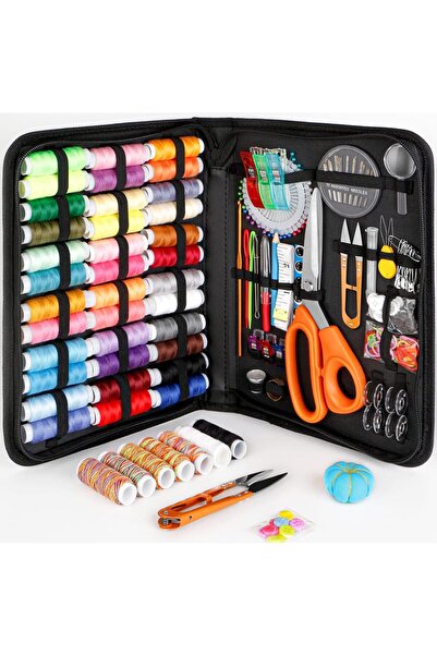 SUKILO مجموعة خياطة احترافية تحتوي على أكثر من 200 قطعة - مقص خياطة، خيط، إبر، دبابيس، وملحقات