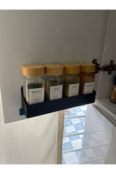 Rekatech Black Spice Rack Holder – Cabinet Organizer Shelf, Modern and Practical Storage Solution