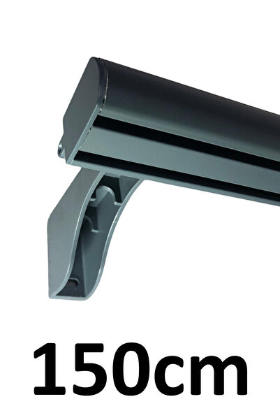 İzen Dekoratif İki Kanallı 150cm Antrasit Alüminyum Ray Takımı (43mm) İkili K...