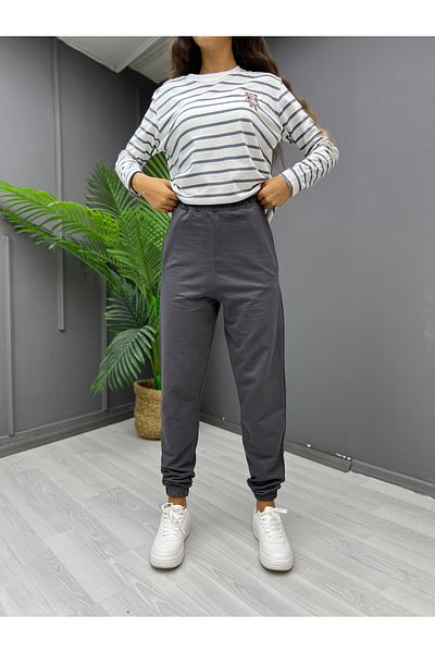 FUNSTYLE Women's Anthracite Unprinted Jogger Leg Sweatpants