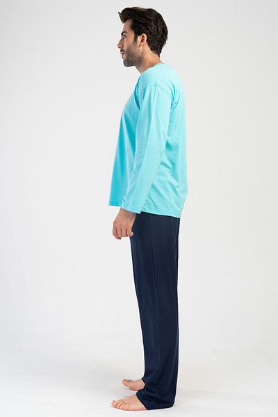 VİENETTA Cotton Men's Long Sleeve Pajama Suit, 405315