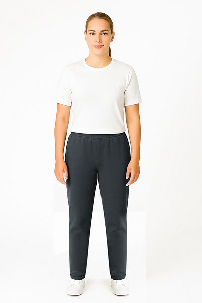 Cottonland Pantaloni de sport pentru femei MARCIA, croiala normală, cu două picioare, de toamnă, din bumbac, fără șardons, cu trei fire, PETROLE GREY