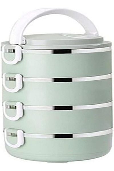 SUKILO Microwave Stainless Steel Thermal Lunch Box, 4-Layer Food Storage Container with Leakproof De